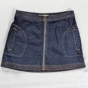 Abercrombie & Fitch Vintage Y2K Dark Denim Zip-Front Mini Skirt